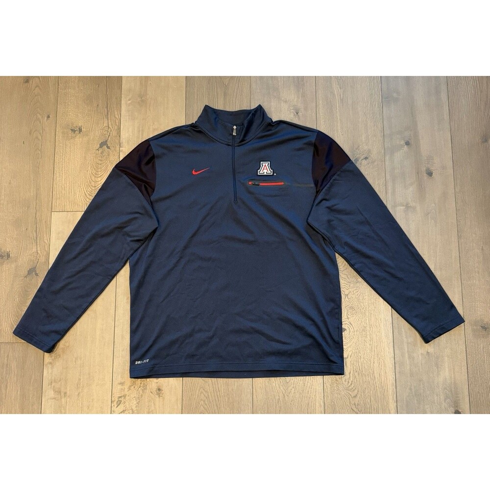 Nike Arizona Wildcats Dri-Fit Quarter Zip Pullover Mens XL Navy Coaches Sideline